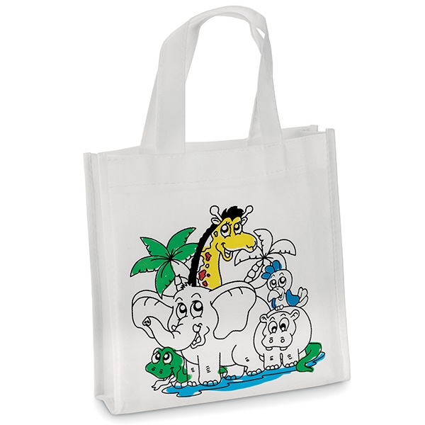 A non-woven kiddies shopper with 5 colour markers