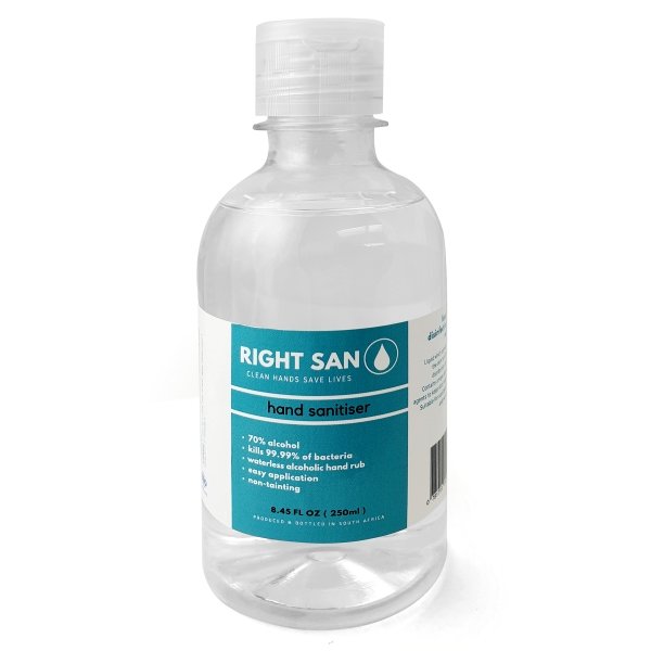 Contains unique skin conditioning agents ● 70% Alcohol ● Waterless Alcoholic hand rub ● Single droplet dispensing cap ● Suitable for sanitising instruments and working surfaces  ● 250ml