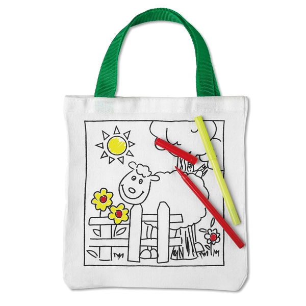 Cotton tote bag ● with 5 colouring pens.