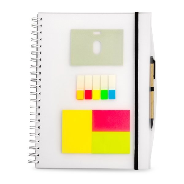 A4 notebook ● with ± 140 white lined pages ● pen not included.