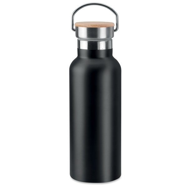 Double wall stainless steel insulation ● vacuum flask ● lid in bamboo ● with carry handle.