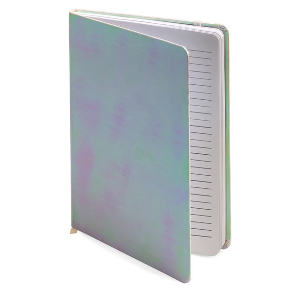 A5 notebook ● with ribbon place holder and an elastic closure ● ± 160 white lined pages.