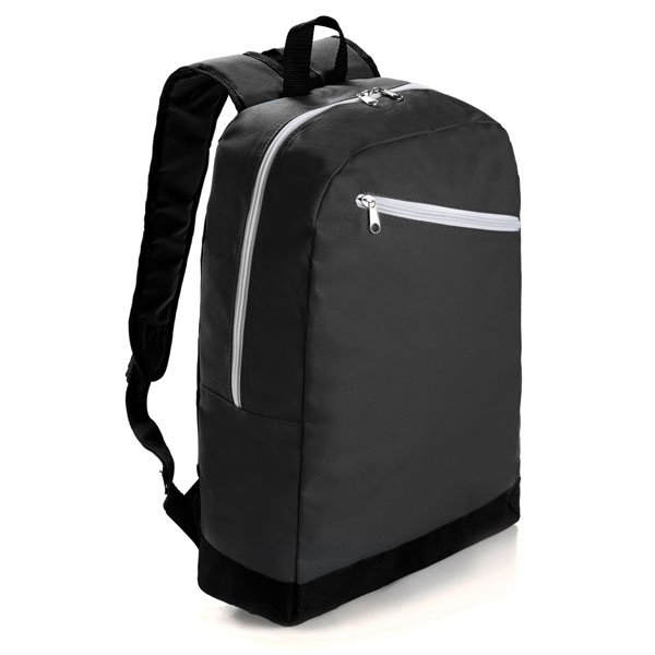 Backpack with one main zipped compartment ● one front zipped compartment ● adjustable shoulder straps.