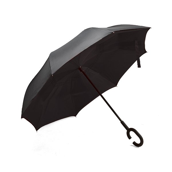 8 Panel windproof umbrella ● black rubberised hook handle.