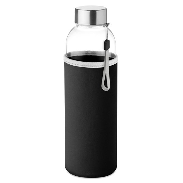 Glass water bottle ● with neoprene pouch.