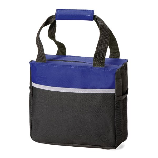 One main zipped compartment ● two mesh pockets on either side of cooler bag ● velcro handle closure ● Can hold up to 12 cans