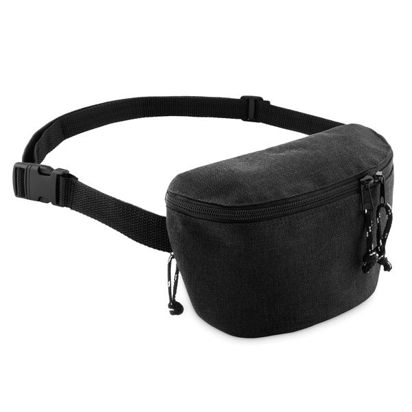 Front and back zipped compartments ● with adjustable waist strap.