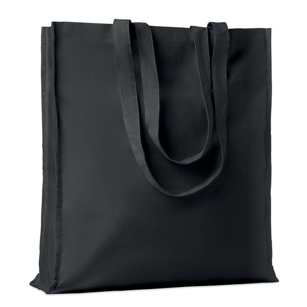 Cotton shopping bag ● with long handles and gusset.