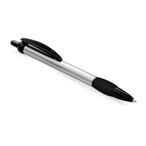 Push button ● ballpoint pen ● rubber grip ● black tip ● black ink.